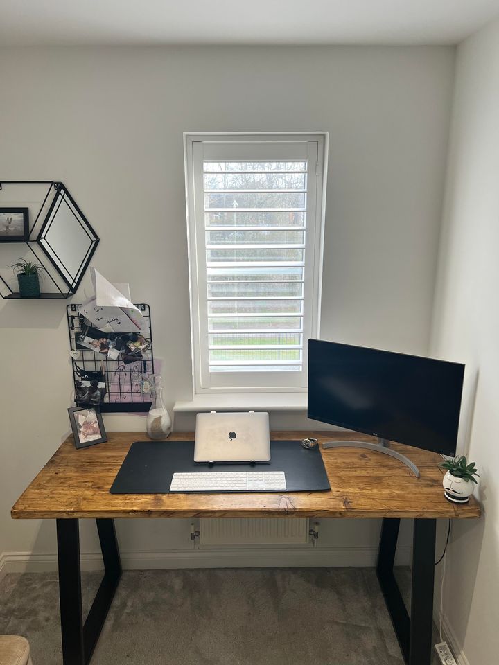 Wooden Desk with Industrial Legs - &