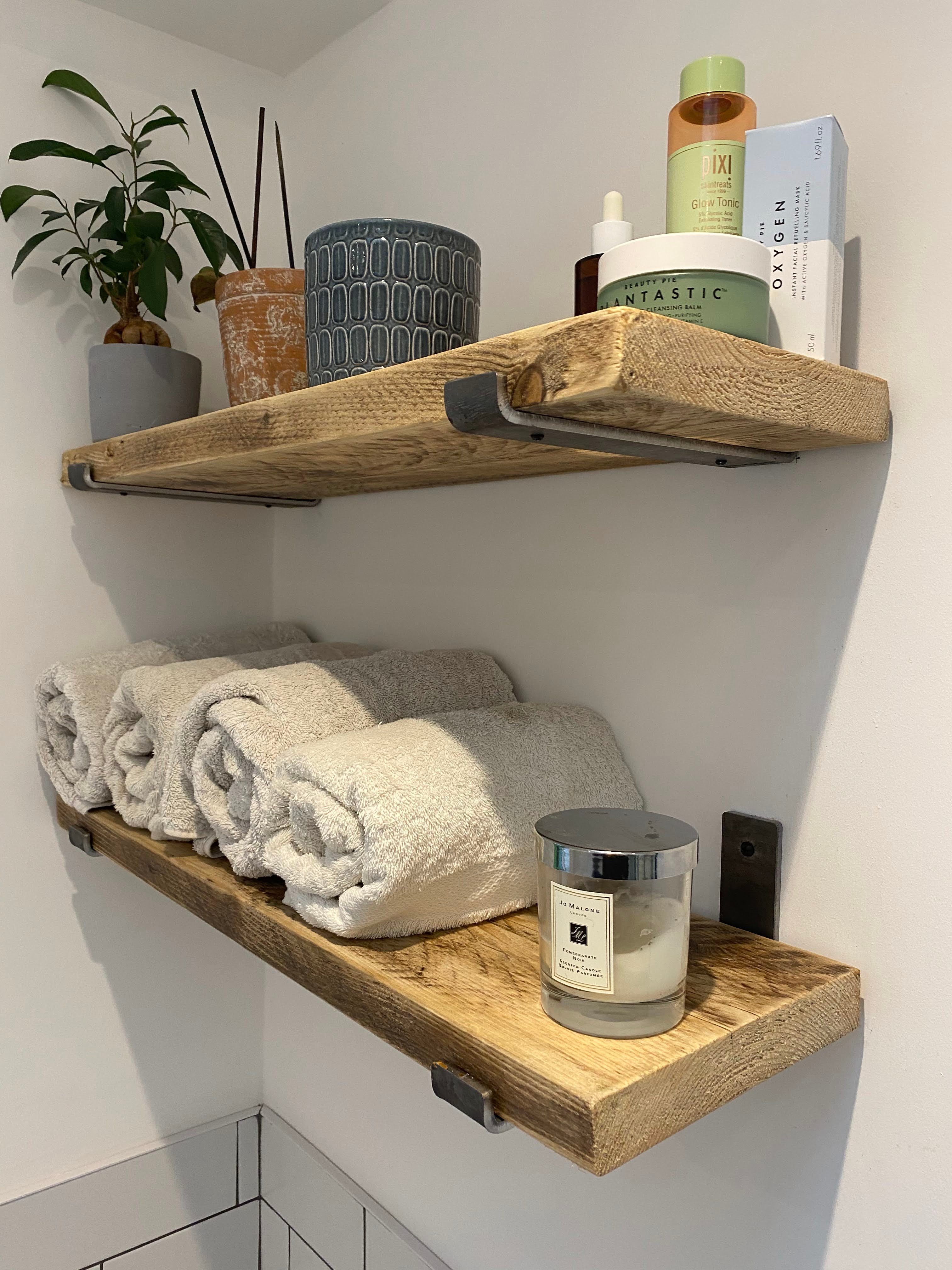 Wooden Bathroom Scaffold Shelf with Brackets