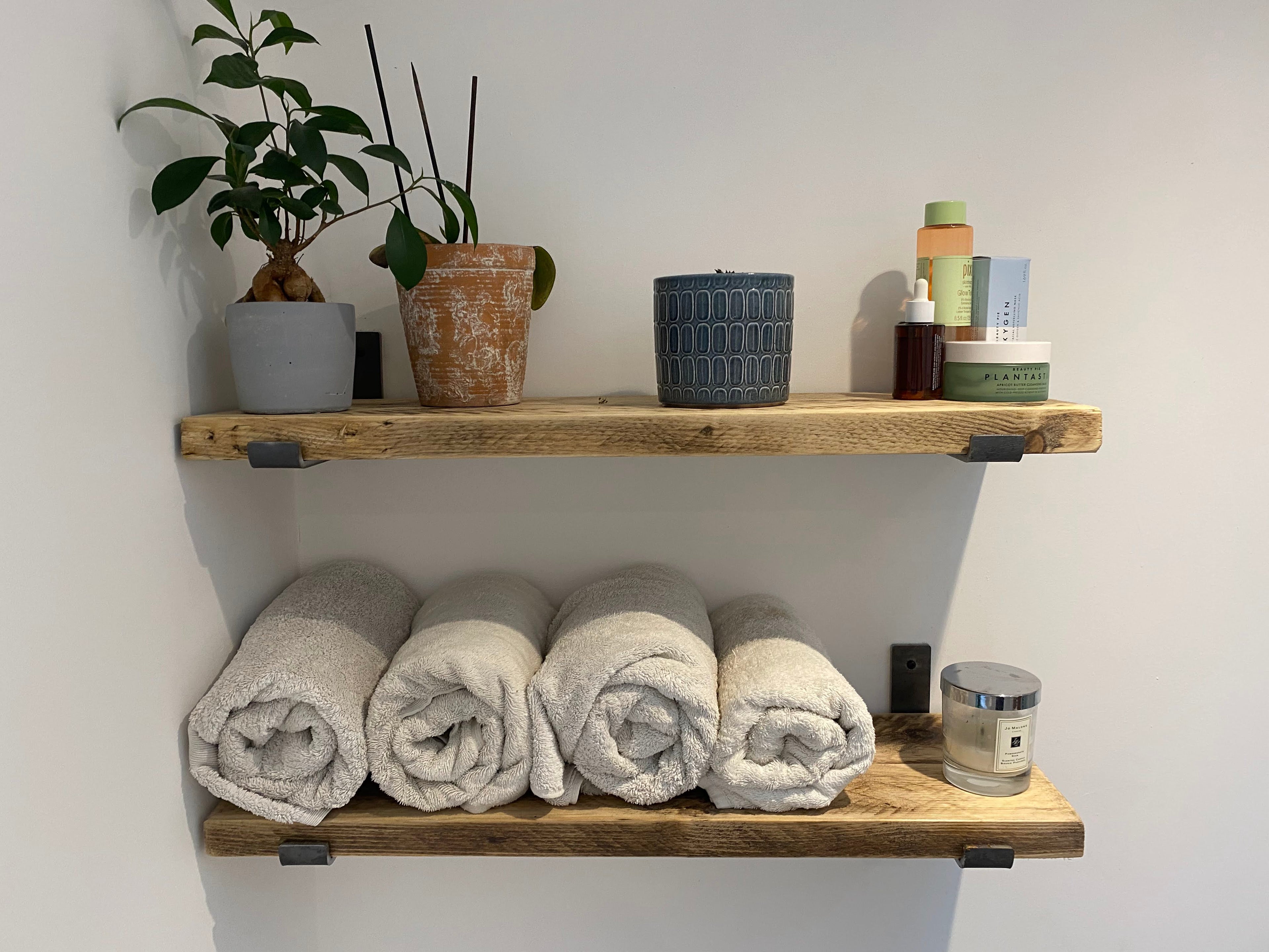 Wooden Bathroom Scaffold Shelf with Brackets