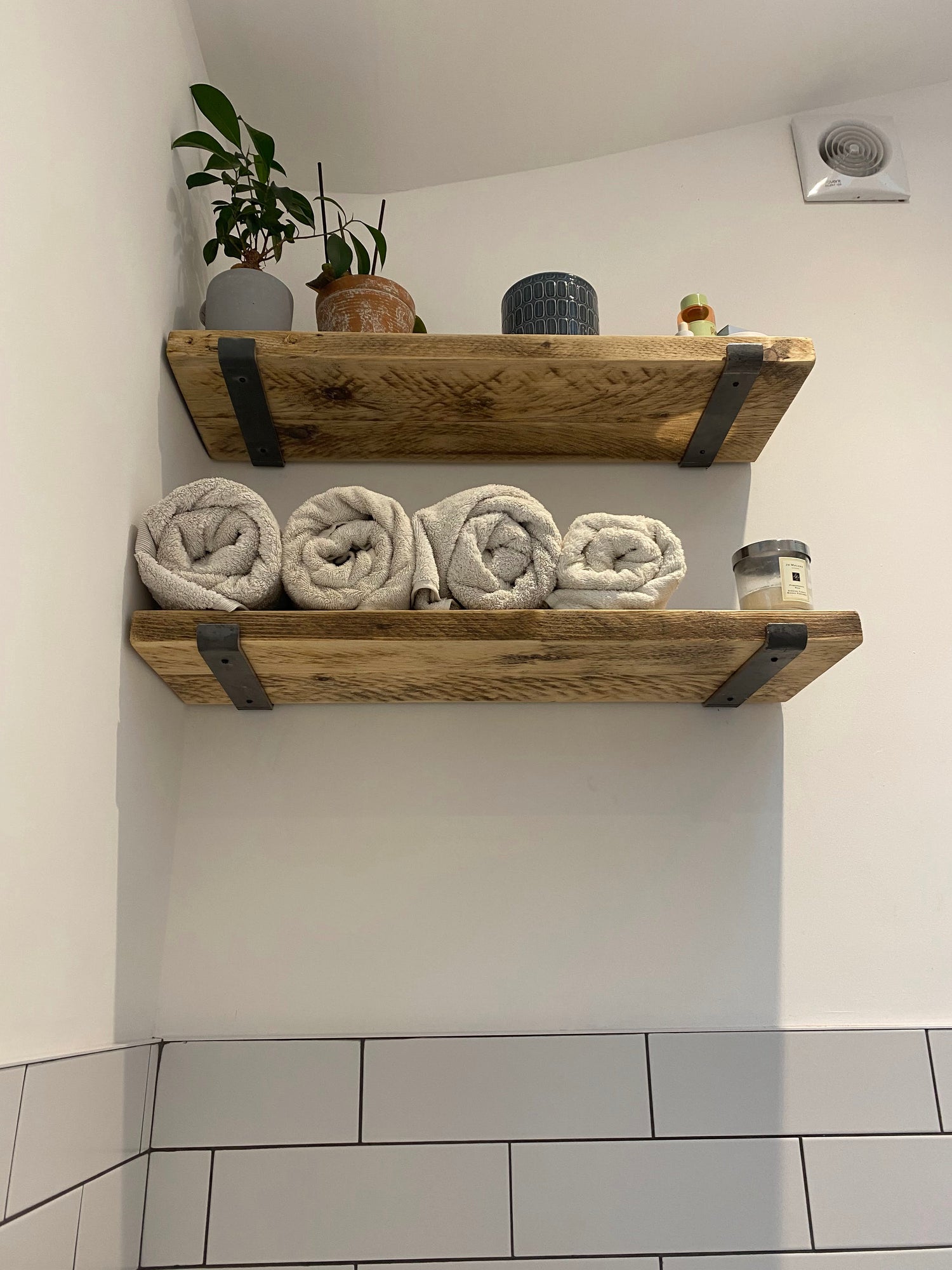 Wooden Bathroom Scaffold Shelf with Brackets