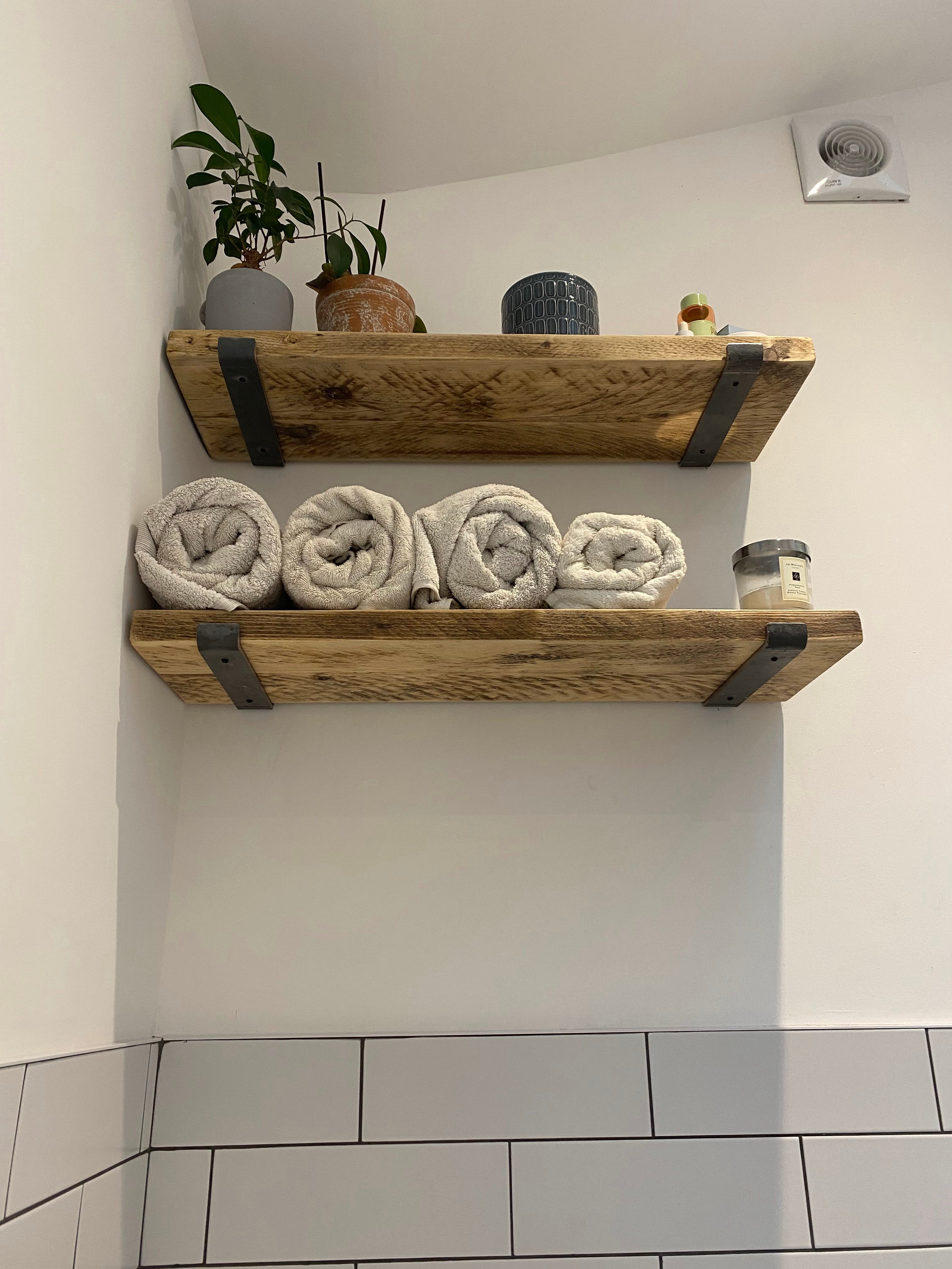 Wooden Bathroom Scaffold Shelf with Brackets