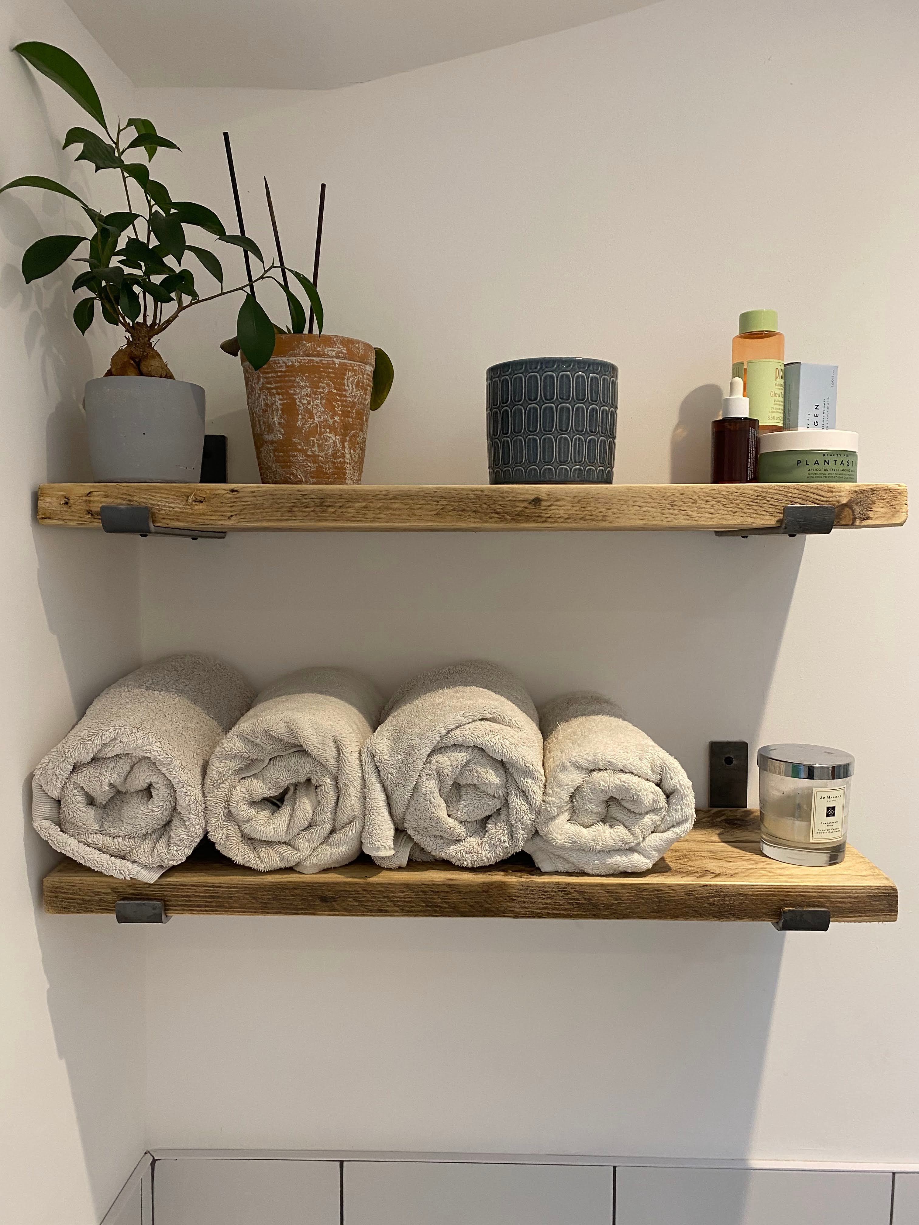 Wooden Bathroom Scaffold Shelf with Brackets