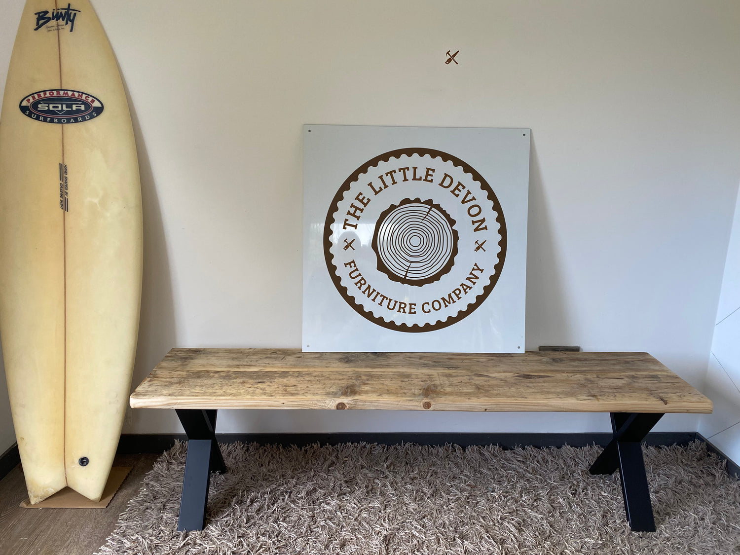 Wooden Industrial style bench - &