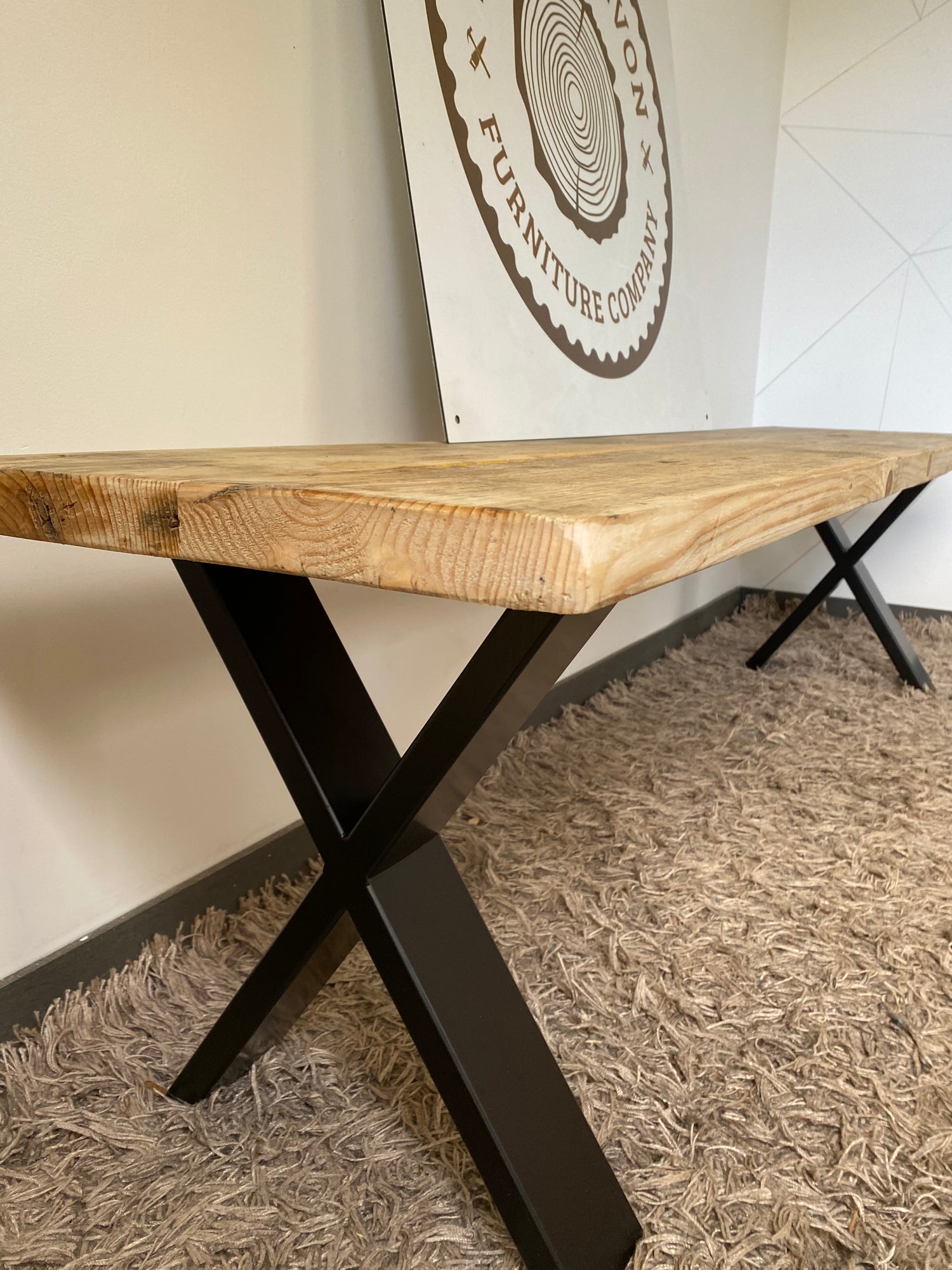 Wooden Industrial style bench - &