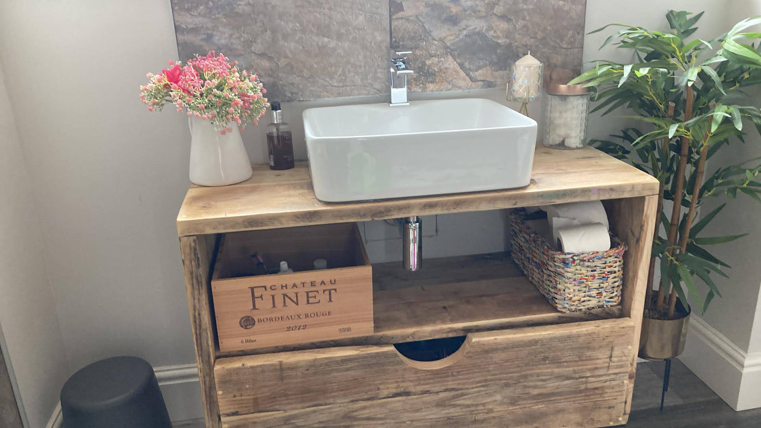 Wooden Bathroom Vanity Unit - &