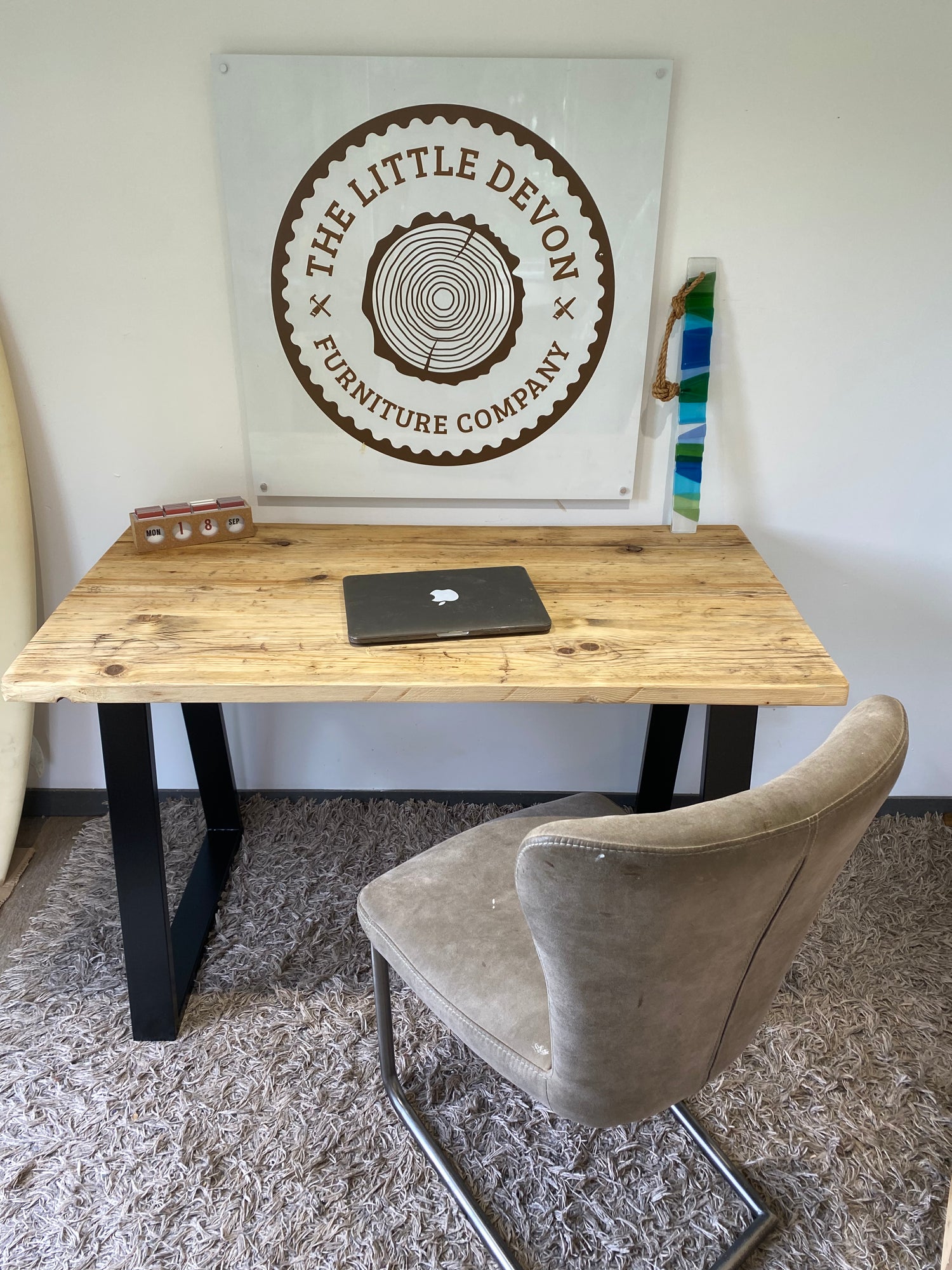 Wooden Desk with Industrial Legs - &