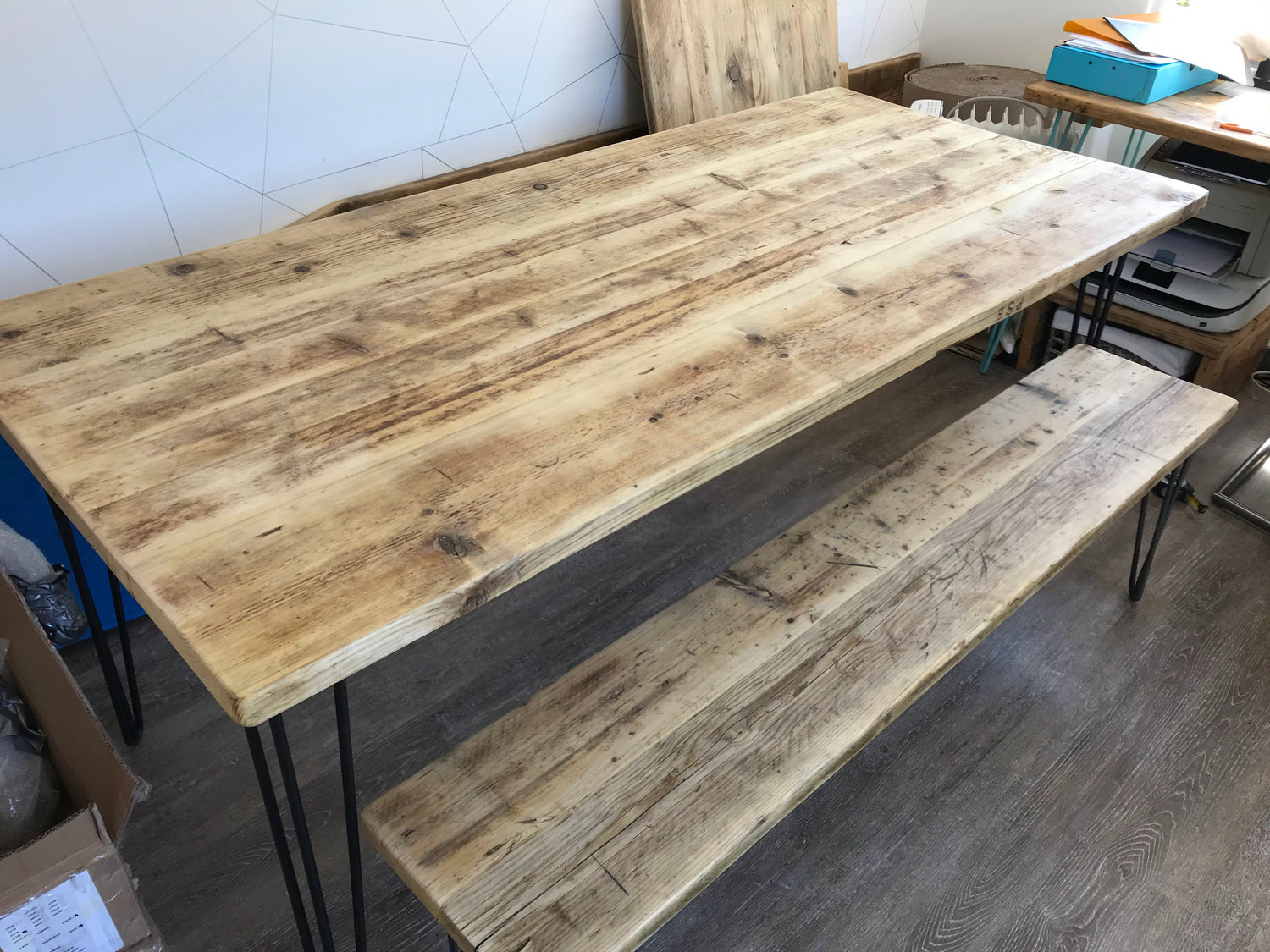 Wooden Dining Room table with hairpin legs - The &