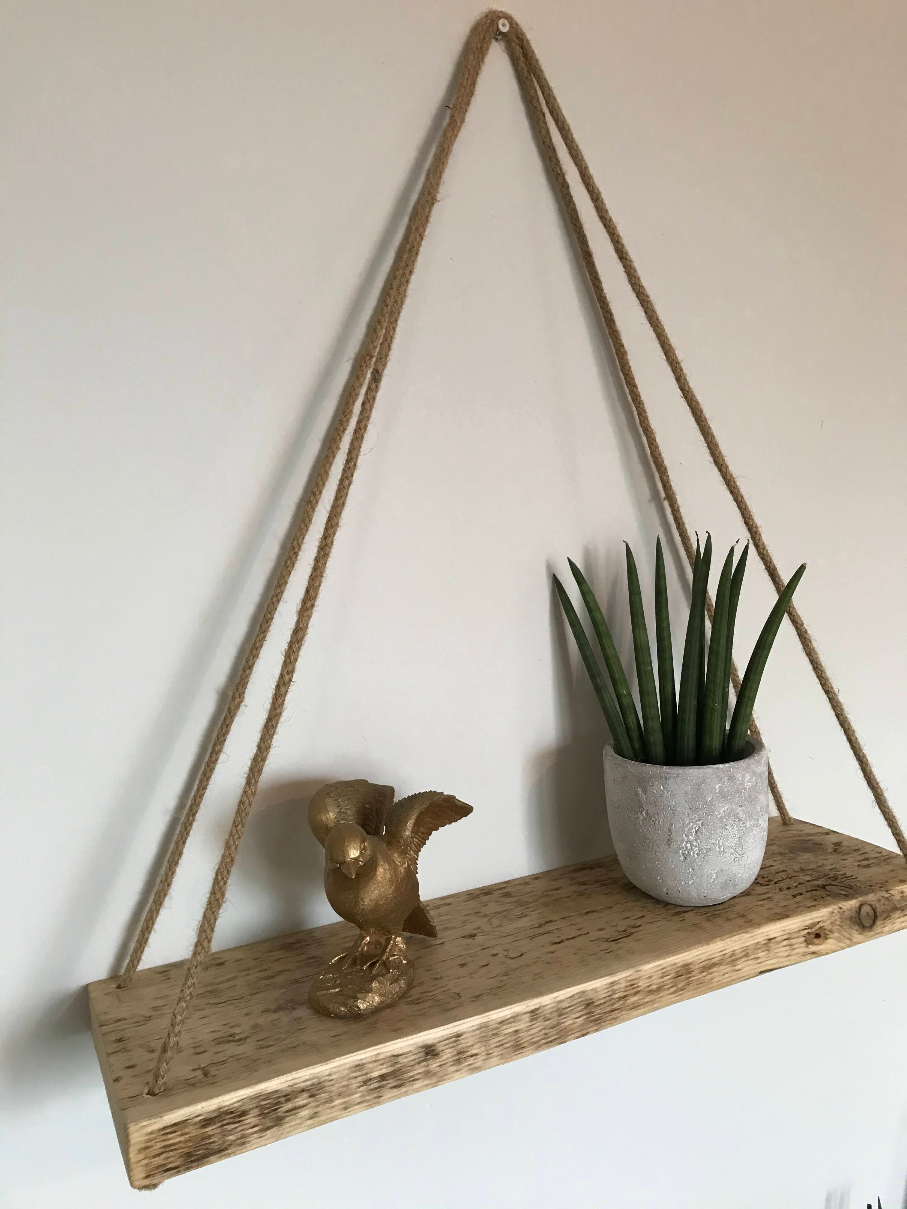 Wooden Rope Shelf - &