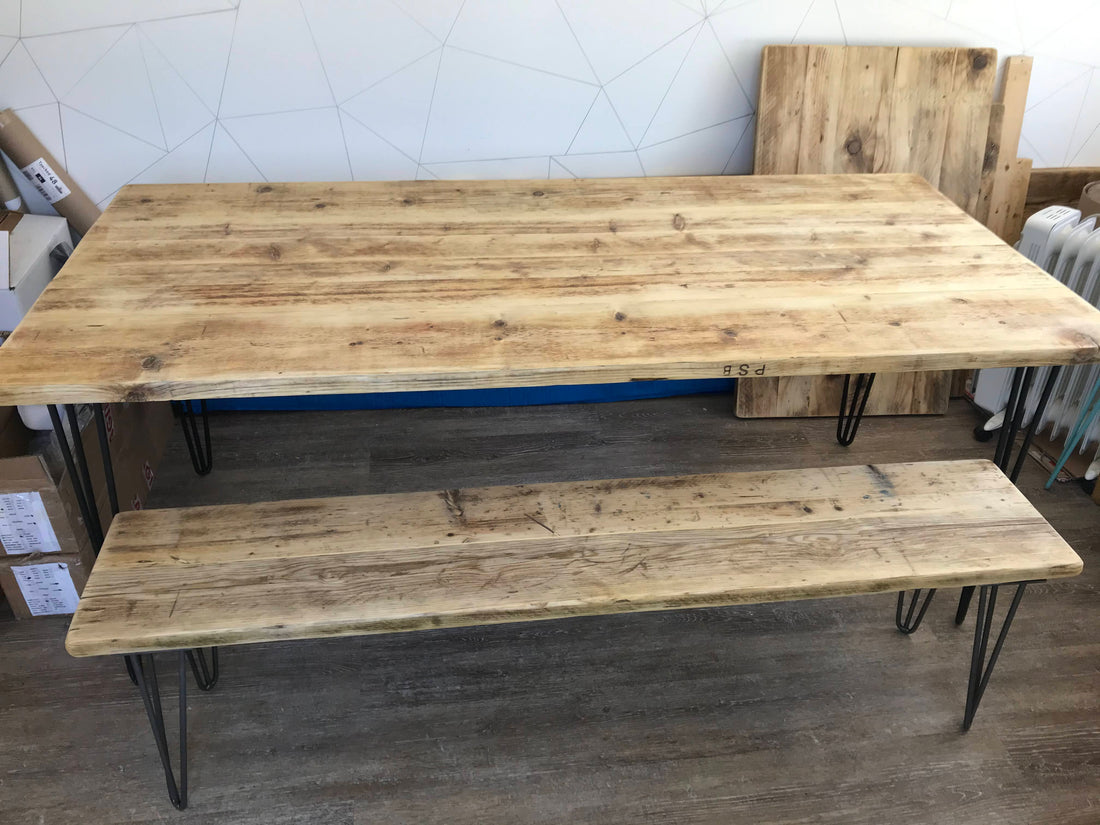 Wooden Dining Room table with hairpin legs - The &