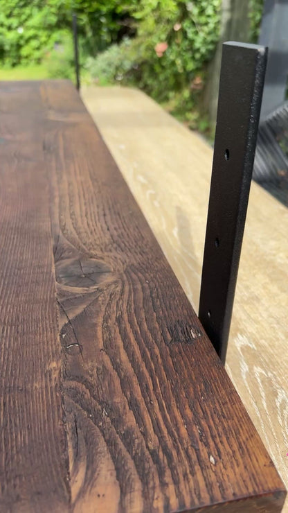 Reclaimed Wood Scaffold Shelves with Industrial Brackets – (30cm Deep) - The Clovelly